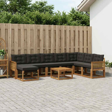 Utomhussoffset 9 pcs Naturlig och svart