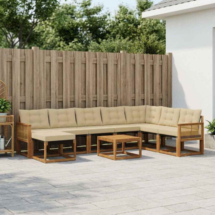 Utomhussoffset 9 pcs Naturlig och Beige
