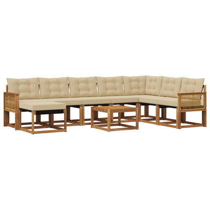 Utomhussoffset 9 pcs Naturlig och Beige