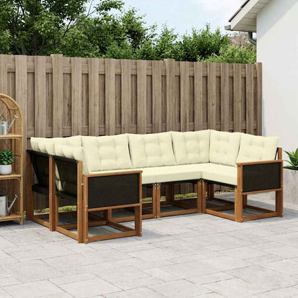Utomhussoffset med kudde 6 pcs Naturlig och Grädde