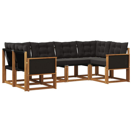 Utomhussoffset med kudde 6 pcs Naturlig och svart