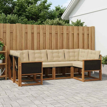 Utomhussoffset med kudde 6 pcs Naturlig och Beige