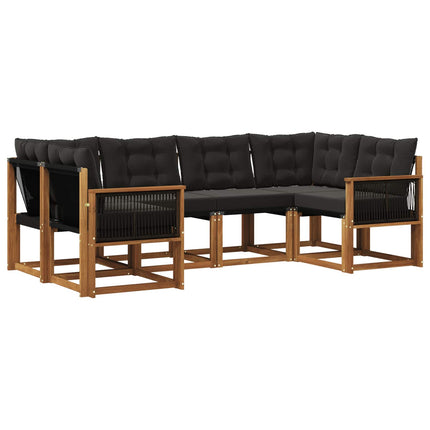 Utomhussoffset med kudde 6 pcs Naturlig och svart