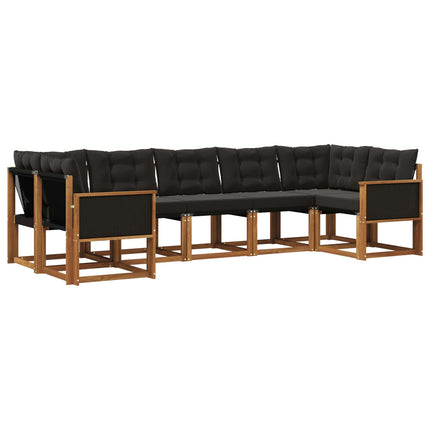 Utomhussoffset med kudde 7 pcs Naturlig och svart