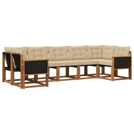 Utomhussoffset med kudde 7 pcs Naturlig och Beige
