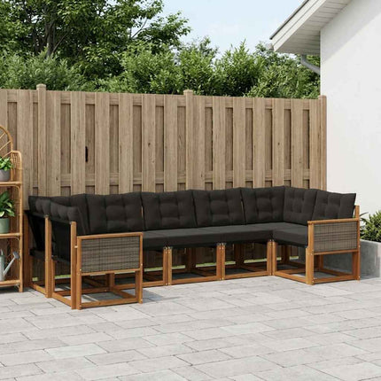 Utomhussoffset med kudde 7 pcs Naturlig och svart