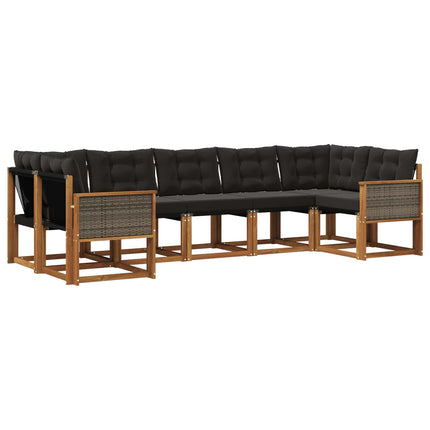 Utomhussoffset med kudde 7 pcs Naturlig och svart