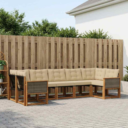 Utomhussoffset med kudde 7 pcs Naturlig och Beige