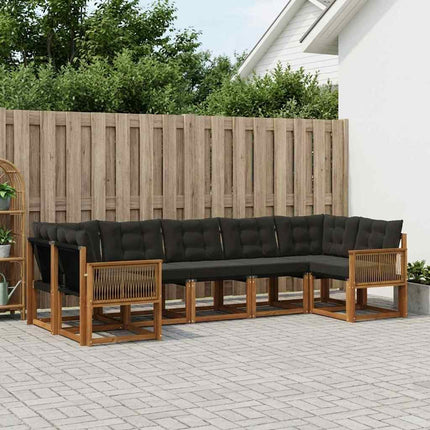 Utomhussoffset 7 pcs Naturlig och svart