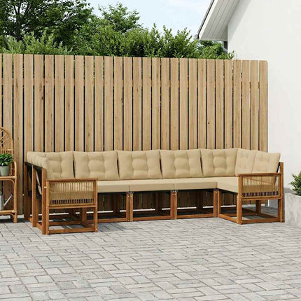 Utomhussoffset 7 pcs Naturlig och Beige