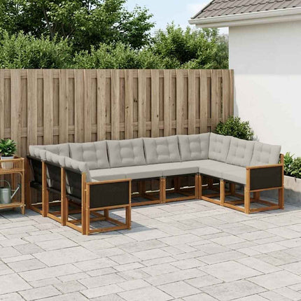 Utomhussoffset med kudde 9 pcs Naturlig och Ljusgrå