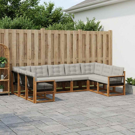 Utomhussoffset med kudde 9 pcs Naturlig och Ljusgrå
