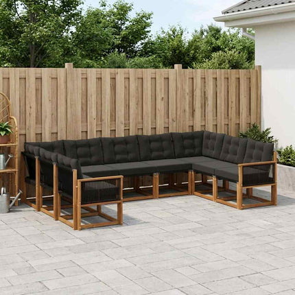 Utomhussoffset med kudde 9 pcs Naturlig och svart
