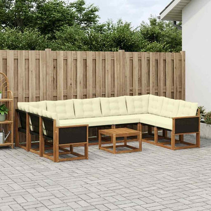 Utomhussoffset med kudde 10 pcs Naturlig och Grädde