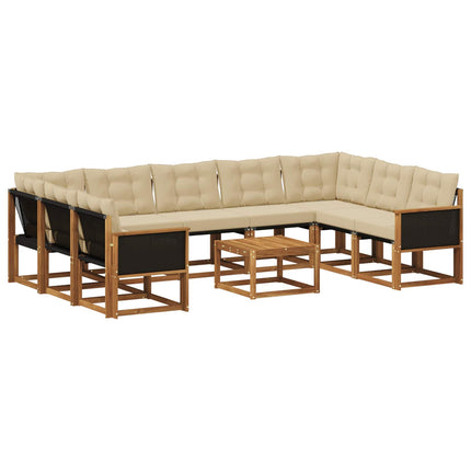 Utomhussoffset med kudde 10 pcs Naturlig och Beige