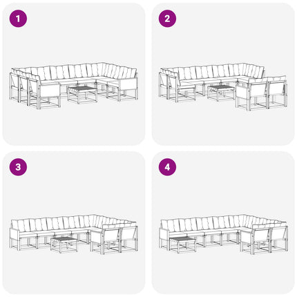 Utomhussoffset med kudde 10 pcs Naturlig och Grädde