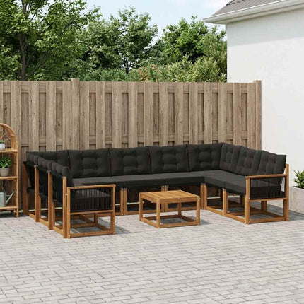 Utomhussoffset med kudde 10 pcs Naturlig och svart