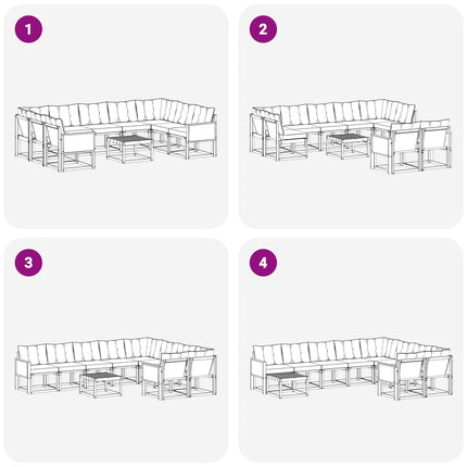 Utomhussoffset med kudde 10 pcs Naturlig och svart