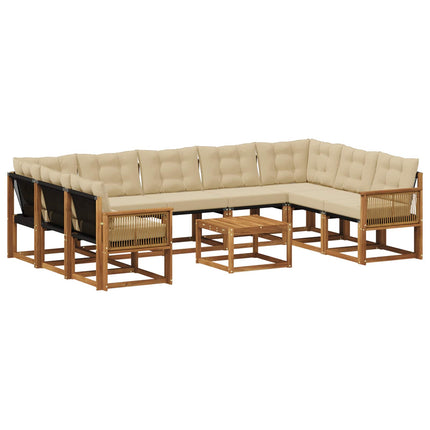 Utomhussoffset med kudde 10 pcs Naturlig och Beige