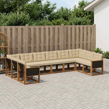 Utomhussoffset med kudde 10 pcs Naturlig och Beige