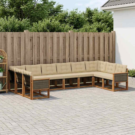 Utomhussoffset med kudde 10 pcs Naturlig och Beige