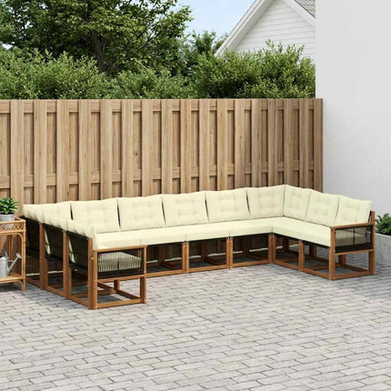 Utomhussoffset med kudde 10 pcs Naturlig och Grädde