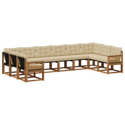 Utomhussoffset med kudde 10 pcs Naturlig och Beige