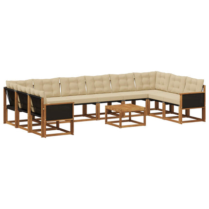 Utomhussoffset med kudde 11 pcs Naturlig och Beige