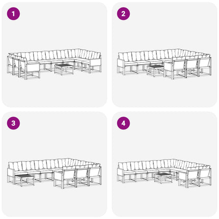 Utomhussoffset med kudde 11 pcs Naturlig och svart