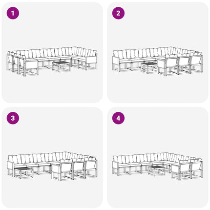 Utomhussoffset med kudde 11 pcs Naturlig och ljusgrå