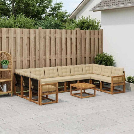 Utomhussoffset med kudde 11 pcs Naturlig och Beige