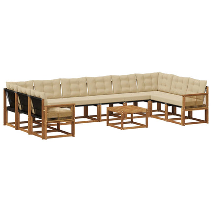 Utomhussoffset med kudde 11 pcs Naturlig och Beige