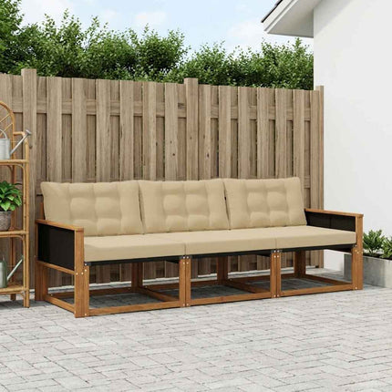 Utomhussoffset med kudde 3 pcs Naturlig och Beige