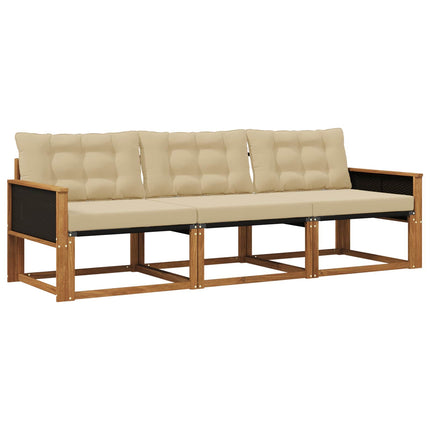 Utomhussoffset med kudde 3 pcs Naturlig och Beige
