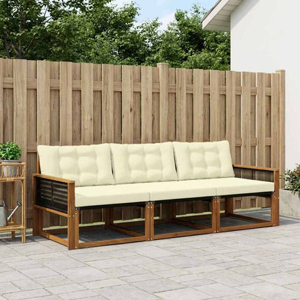 Utomhussoffset med kudde 3 pcs Naturlig och Grädde