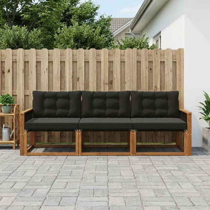 Utomhussoffset med kudde 3 pcs Naturlig och svart