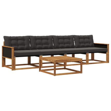 Utomhussoffset med kudde 5 pcs Naturlig och svart