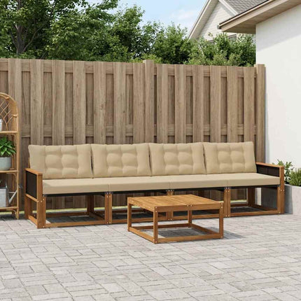 Utomhussoffset med kudde 5 pcs Naturlig och Beige