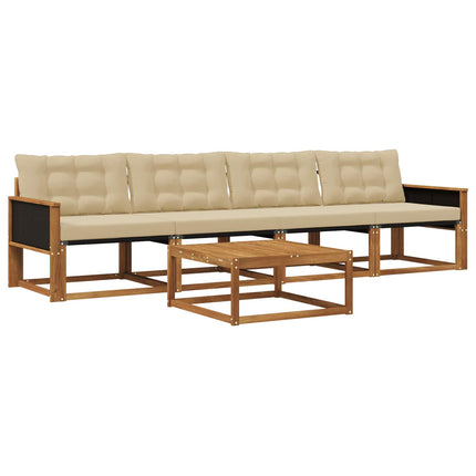 Utomhussoffset med kudde 5 pcs Naturlig och Beige