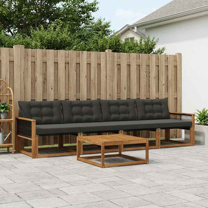 Utomhussoffset med kudde 5 pcs Naturlig och svart