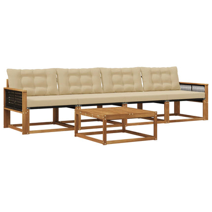 Utomhussoffset med kudde 5 pcs Naturlig och Beige