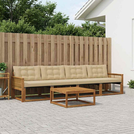 Utomhussoffset med kudde 5 pcs Naturlig och Beige