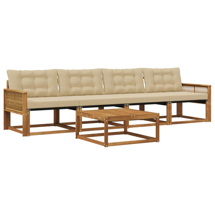 Utomhussoffset med kudde 5 pcs Naturlig och Beige