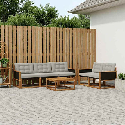 Utomhussoffset med kudde 6 pcs Naturlig och ljusgrå