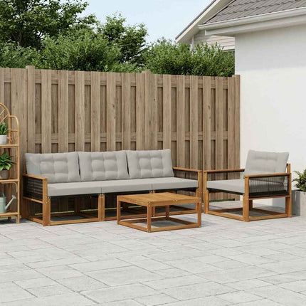 Utomhussoffset med kudde 6 pcs Naturlig och ljusgrå