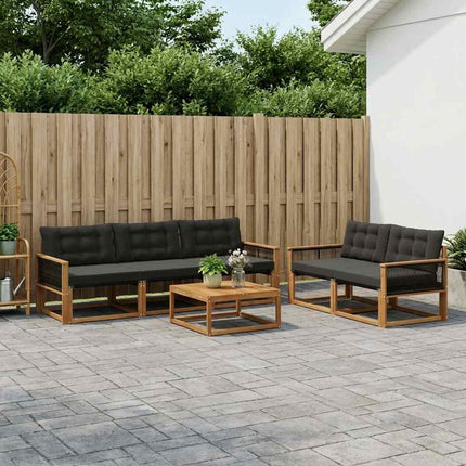 Utomhussoffset med kudde 6 pcs Naturlig och svart