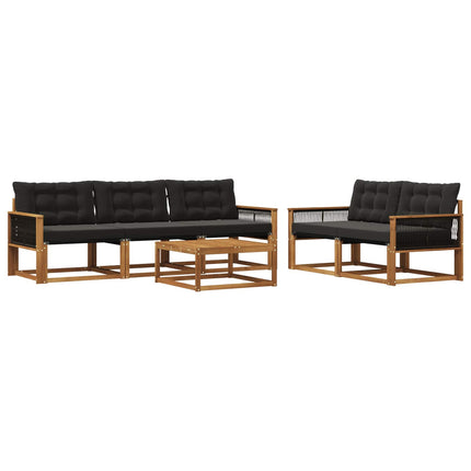 Utomhussoffset med kudde 6 pcs Naturlig och svart