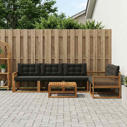 Utomhussoffset med kudde 6 pcs Naturlig och svart