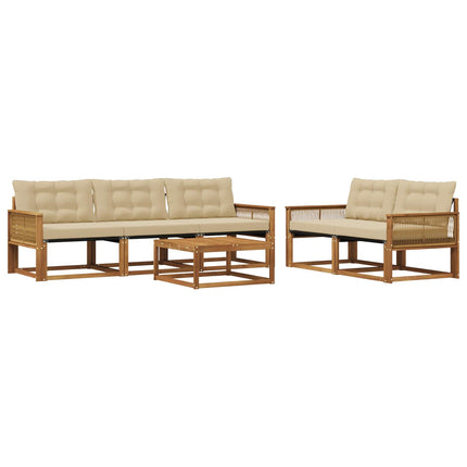 Utomhussoffset med kudde 6 pcs Naturlig och Beige