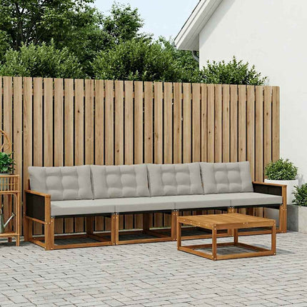 Utomhussoffset med kudde 7 pcs Naturlig och ljusgrå